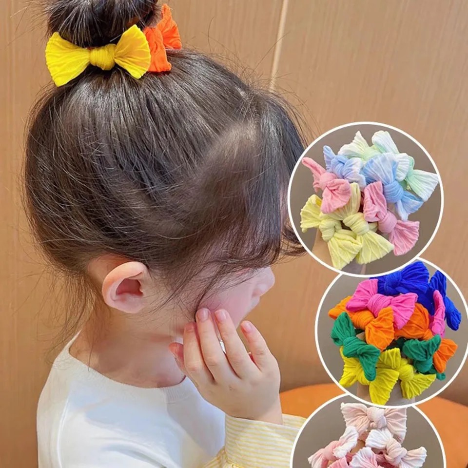 Scrunchie Satin Set - 5 pz/set Carino Bowknot Colori Solidi