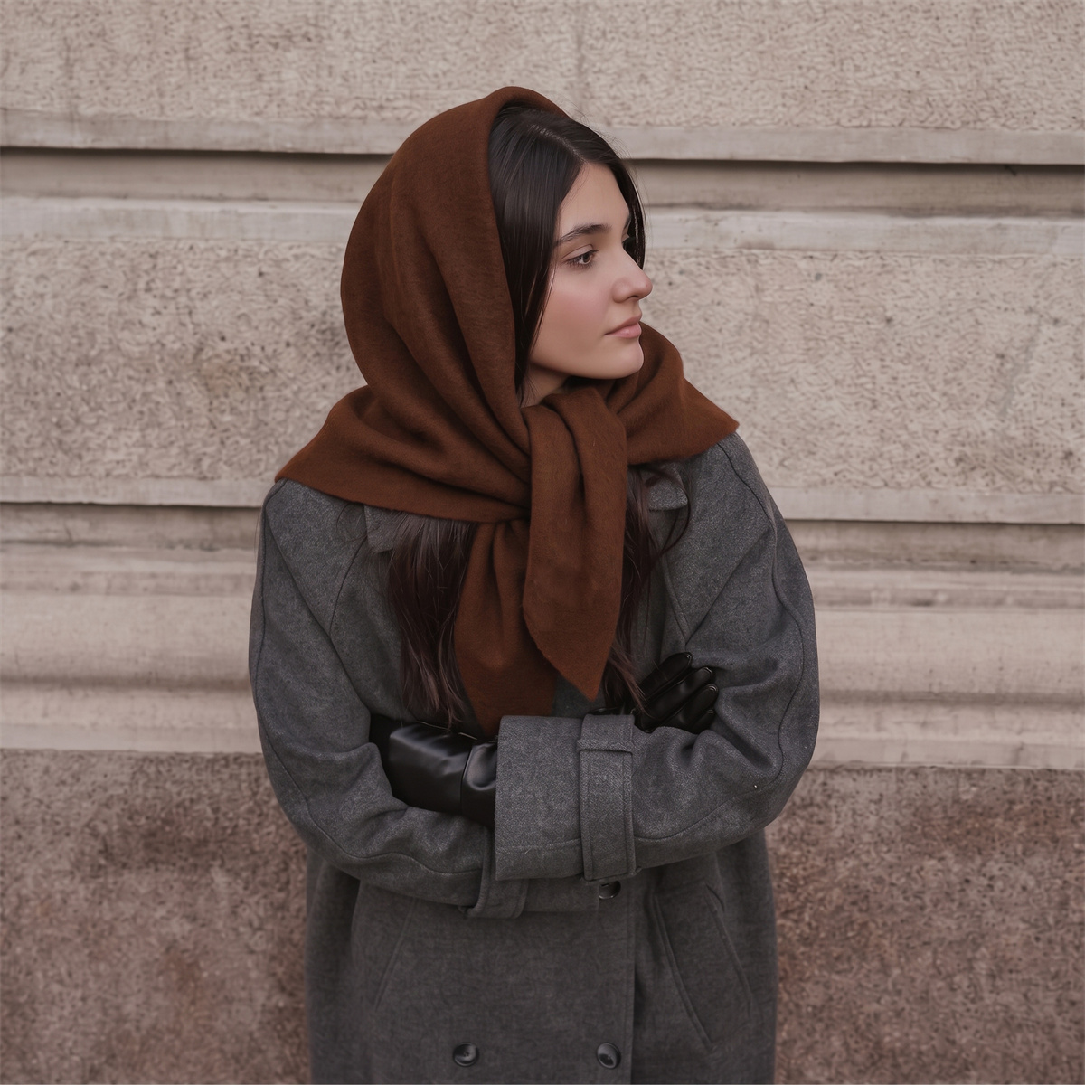 Women'S Winter Accessories Set - Sciarpa Triangolare Calda in Maglia per