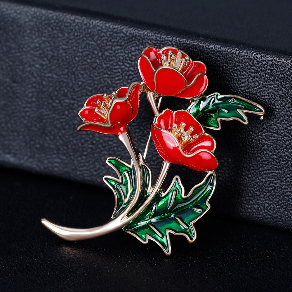 Women'S Accessories Uk - Spilla con fiore di papavero rosso